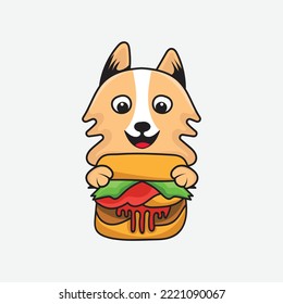 Burger with dog vector illustration graphic