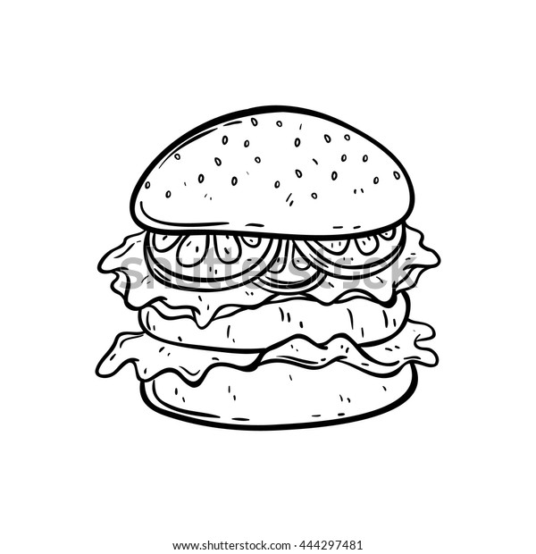 Burger Doodle Art On White Background Stock Vector Royalty Free