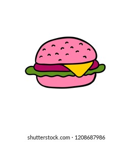 burger doodle icon
