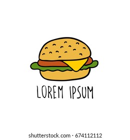 burger doodle icon