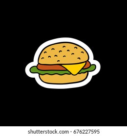 burger doodle icon, sticker