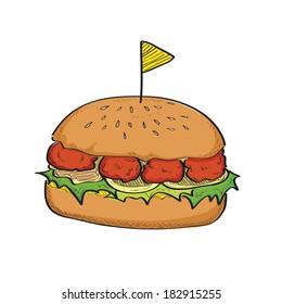 Burger Doodle Sketchy