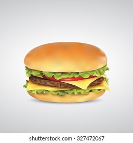 Burger with double cheese realistic vector.