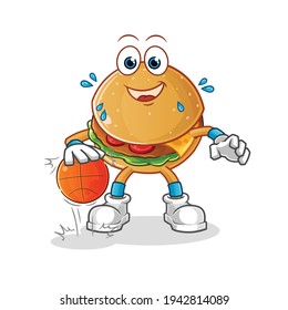 burger dribble basketball character. cartoon mascot vector