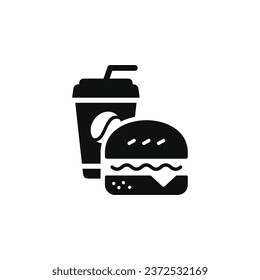 Burger and drink icon. Fast food icon isolated on white background