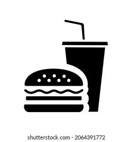 
burger and drink icon, flat style. fast food icon flat style