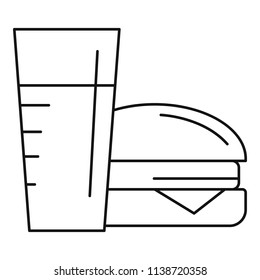 Burger and drink icon. Outline burger and drink vector icon for web design isolated on white background
