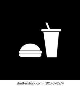 Burger and drink icon simple flat style vector illustration.