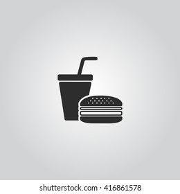 Burger With Drink Icon Vector