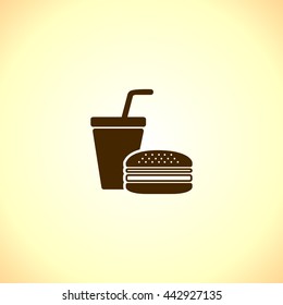 Burger with drink icon vector
