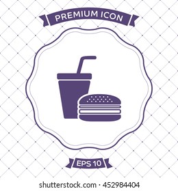 Burger with drink icon vector