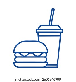 Burger and Drink Icon Vector Design.	