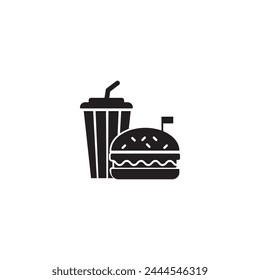 burger and drink icon vector ilustration logo design