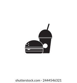 icono de hamburguesa y bebida ilustración de Vector logo diseño