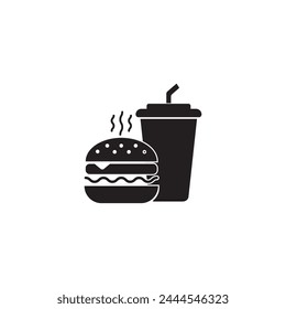 burger and drink icon vector ilustration logo design