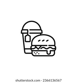 Burger and drink line icon. Fast food line icon isolated on white background