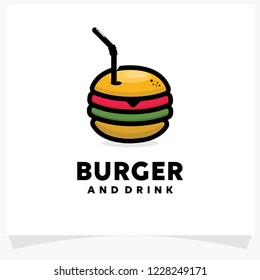 Burger and Drink Logo Design Template