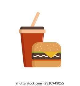 Burger and drink soda illustration.