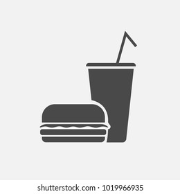 burger and drink with straw vector icon for food web design and projects