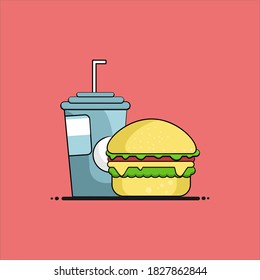 Ilustración vectorial de la carga y la bebida