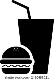 Burger and drinks , Hamburger break fast food icon vector