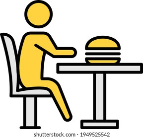 Icono de color de línea vector de consumo de hamburguesas