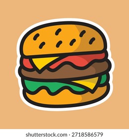 Burger editable estilo de dibujos animados Vector de pegatinas