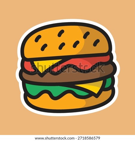burger editable cartoon style sticker vector