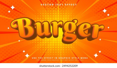 Burger editable text effect Template suitable for fast food product