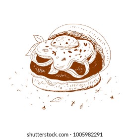  Burger with egg, vector illustration.