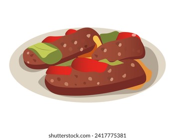 Burger element of colorful set. This adorable illustration of a cartoon hamburger patty is the perfect combination of design and the joy of enjoyment. Vector illustration.