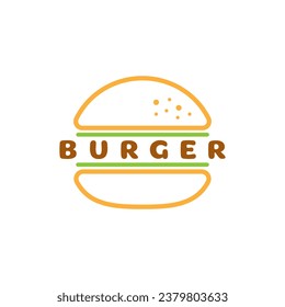 burger emblem logo line flat. vector