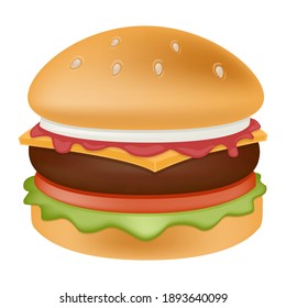 Burger Emoji Vector Design. BBQ Fast Food Art Illustration. Hamburger Barbecue Steak House Product. 