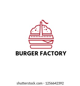 burger with factory restaurant vector design template