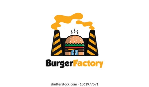 Burger Factory vector logo design with cartoon style