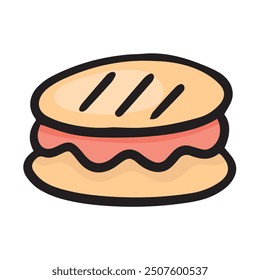 Burger fast food cartoon icon illustration.