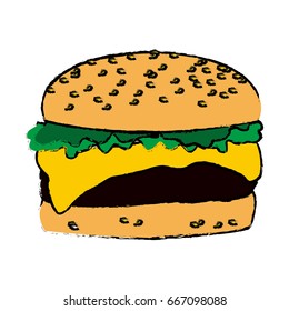burger fast food cheese lettuce bread delicious
