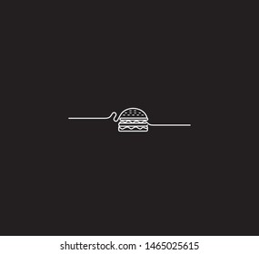 Burger - fast food concept, Line Art Vector illustration.