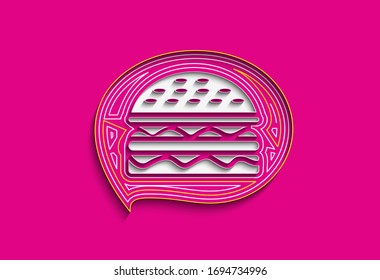 Burger - fast food concept, Line Art Vector illustration.