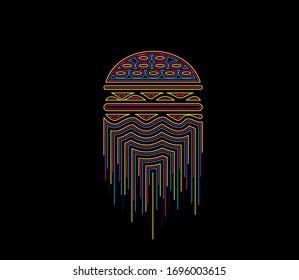 Burger - fast food concept, Line Art Vector illustration.