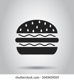 Burger fast food flat vector icon. Hamburger symbol logo illustration. Business concept simple flat pictogram on isolated background.