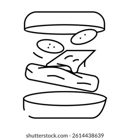burger fast food line icon vector. burger fast food sign. isolated contour symbol black illustration