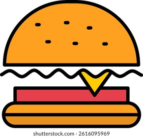 Burger Fast Food Line Vector Icon Design