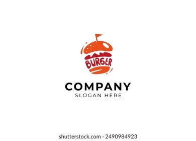 Burger fast food logo in flat design style