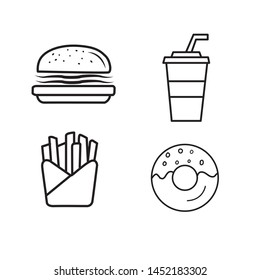 Burger Fast Food Logo Or Icon, Emblem. Outline Design