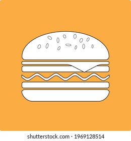 Burger, fast food logo or icon, emblem. Outline design. Set of Burger shop logotypes. Label for menu design restaurant or cafe. Capital letters, vector illustration.flat design.