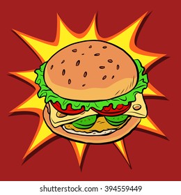 Burger Fast Food Retro Pop Art