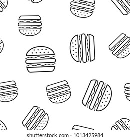 Burger fast food seamless pattern background. Business concept vector illustration. Hamburger symbol pattern.