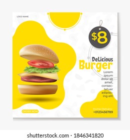 Burger Or Fast Food Social Media Post Template.