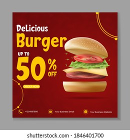 Burger or fast Food social media post template.